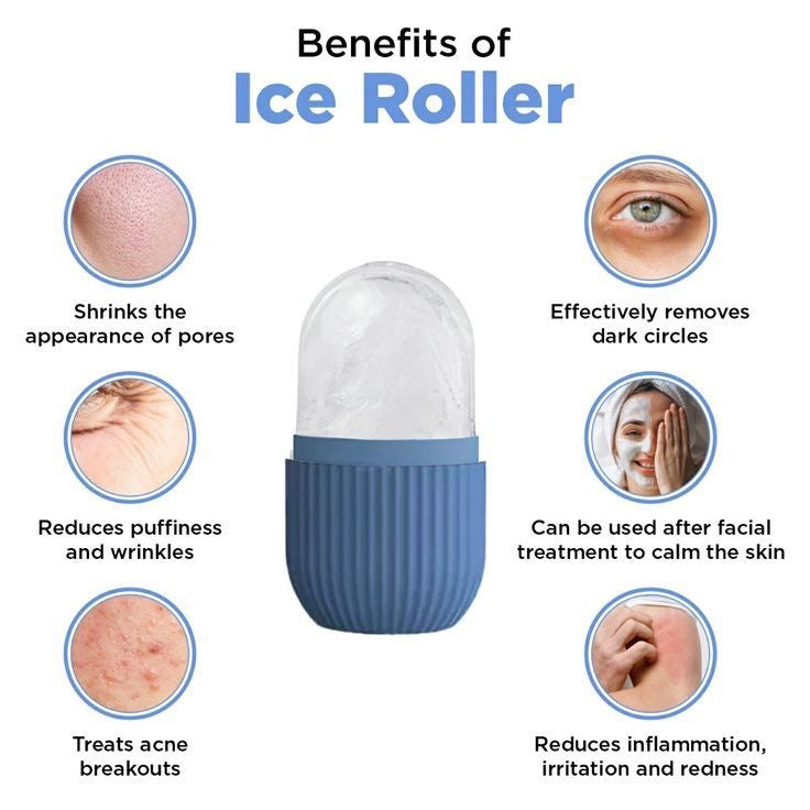 Facial Ice Roller – Cooling Skin Massager for De-Puffing & Pore Care