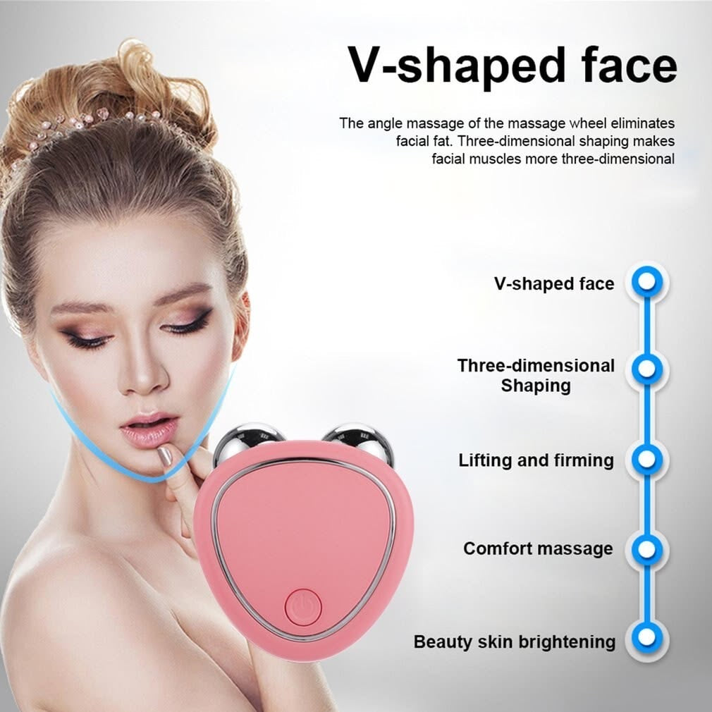 Household Facial Microcurrent Beauty Device Dual Roller
