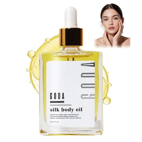 GODA Silk Body Oil – Pheromone-Infused Hydrating Body Oil with Jojoba, Argan & Almond Oil (50ml/1.7fl oz)