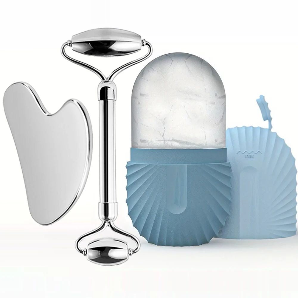 1/2/3pcs Ice Face Roller Facial Skincare Ice Roller Facial Roller GuaSha Face Tool Set Face Massage Roller Lifting Contouring