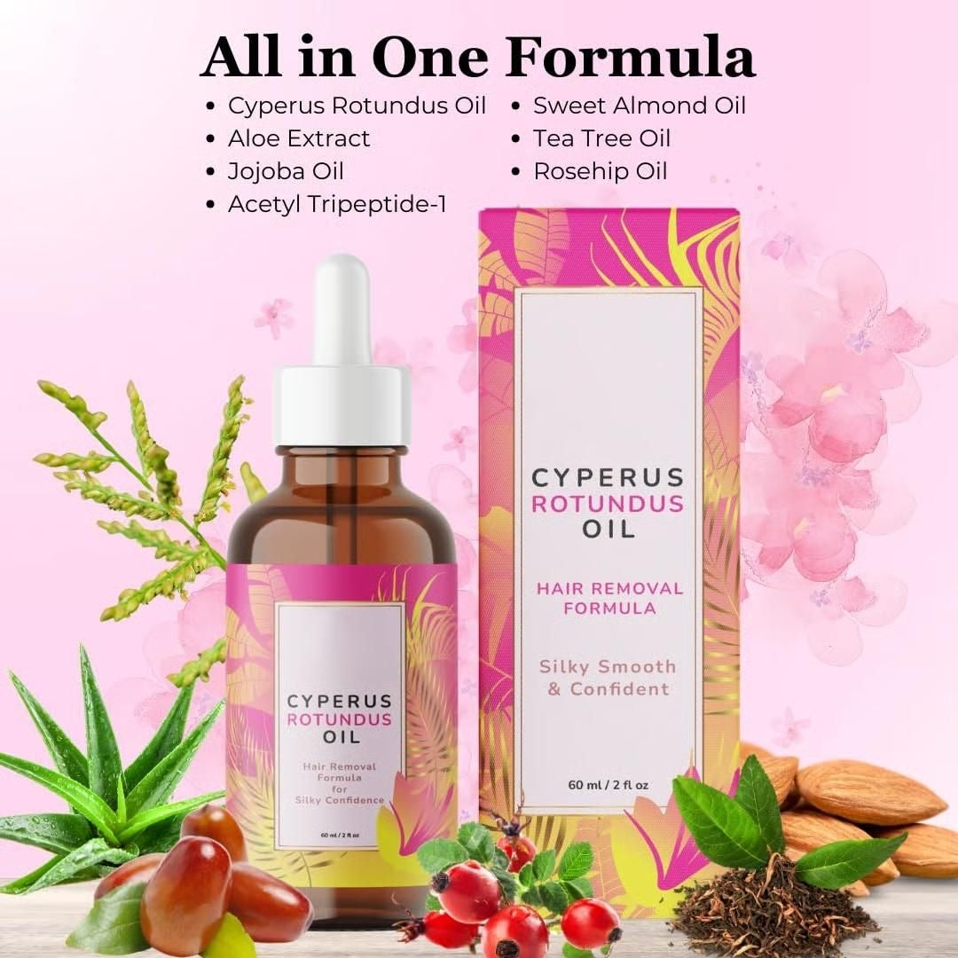 Caramela Beauty Cyperus Rotundus Hair Removal Oil – Silky Smooth Skin Formula, 60ml